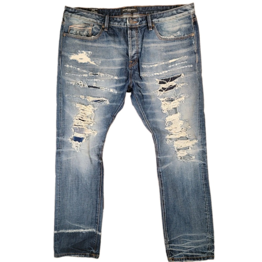 Cult of Individuality Mens 42x34 Japanese Selvedge Denim Greaser Straight Jeans